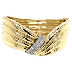 14k Diamond Twist Bangle Two-Tone Gold