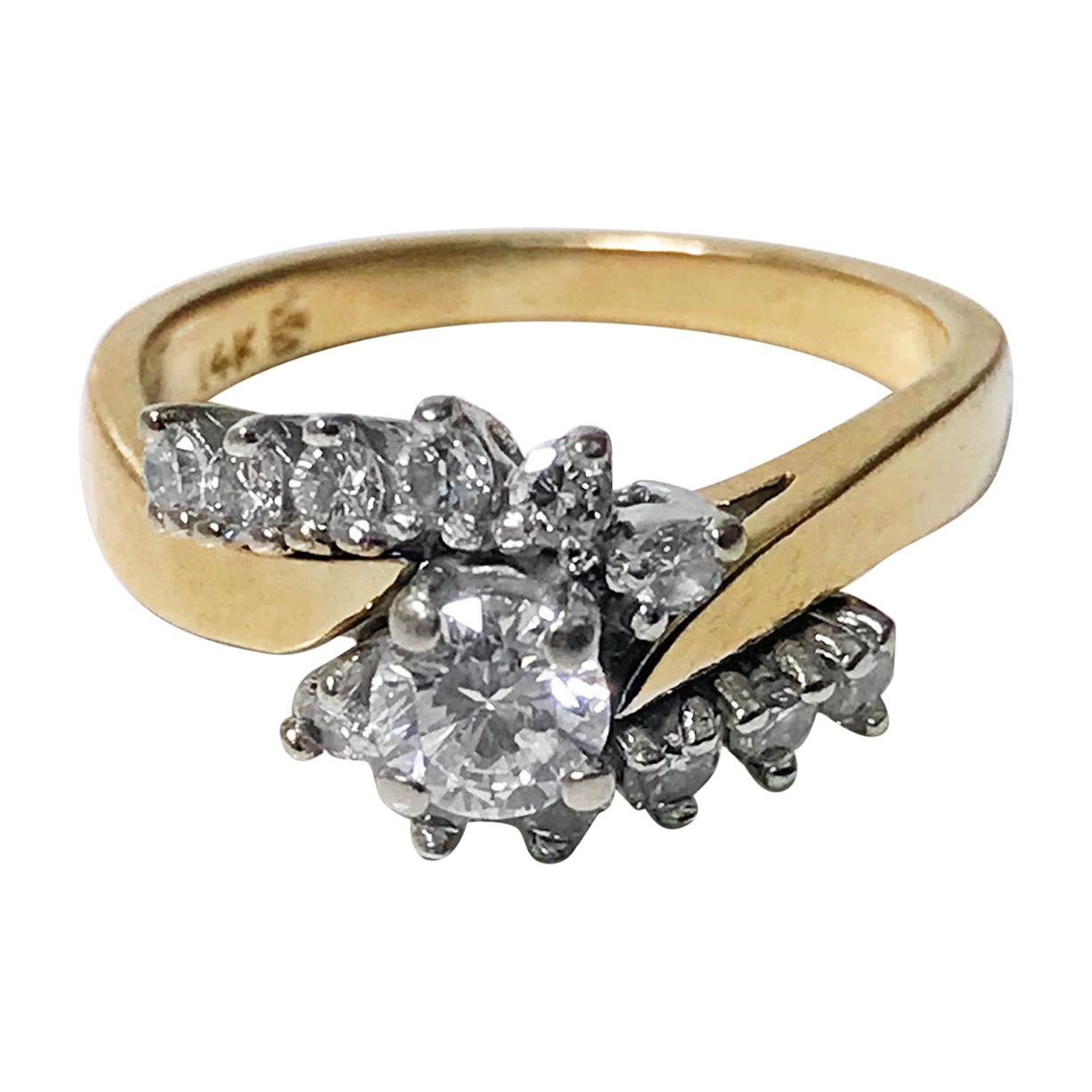 French 6-Stone Diamond Twist Ring at 1stDibs