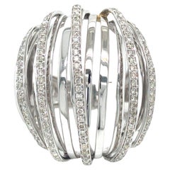 14K Diamond Wide Ring White Gold