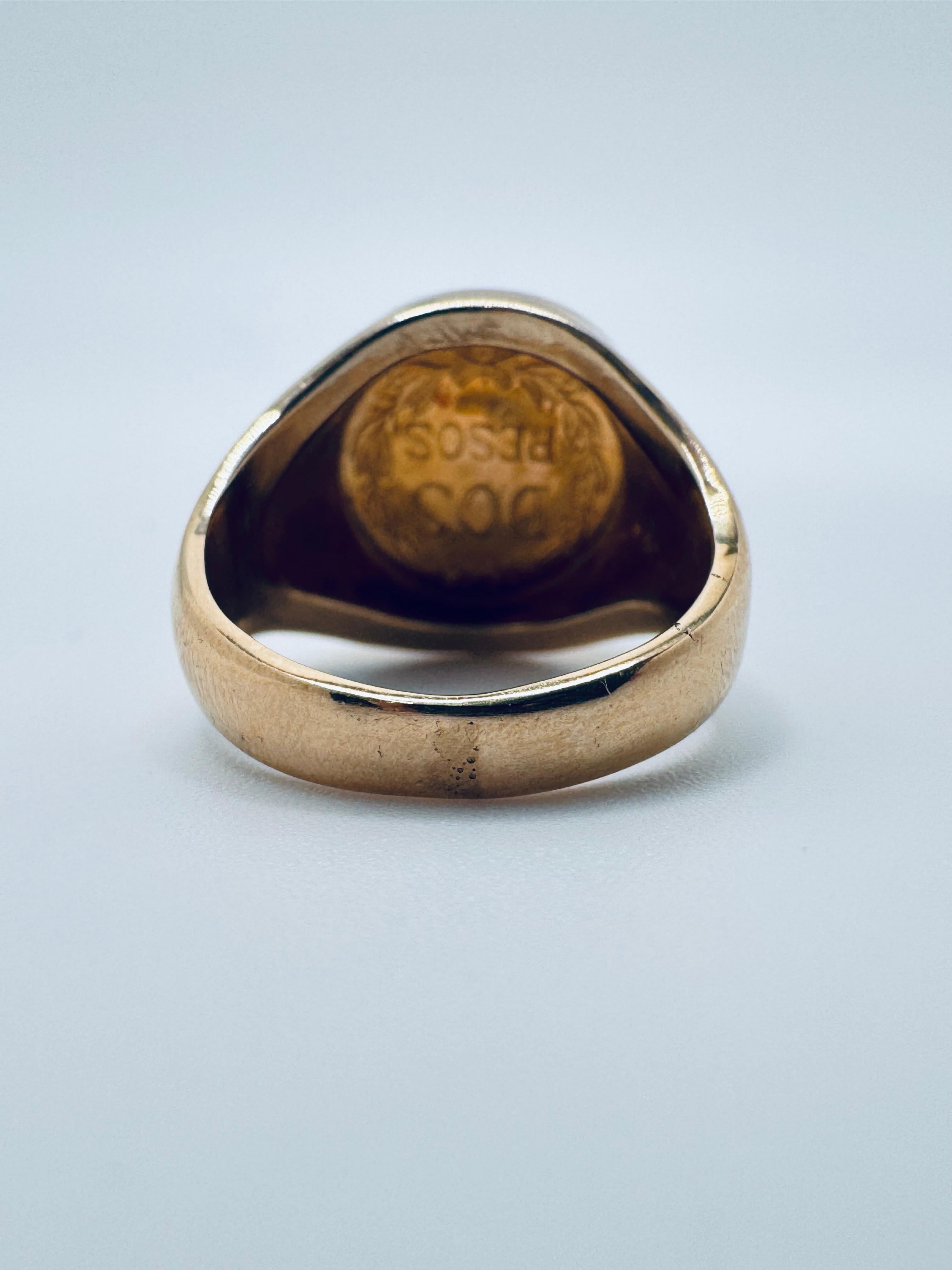 Anillo Dos Pesos 14K Moneda Mexicana en Bueno estado para la venta en Palm Desert, CA