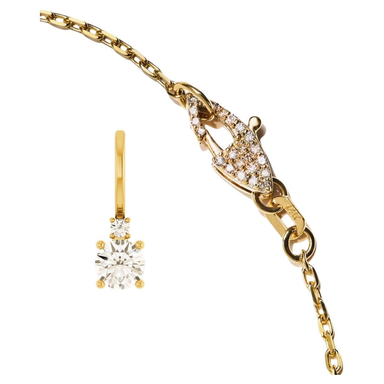 14k Double Diamond Pendant with Custom Double-Sided Diamond Clasp Chain
