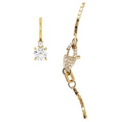 Colgante de Doble Diamante de 14k con Cadena de Cierre de Doble Cara de Diamante Personalizada
