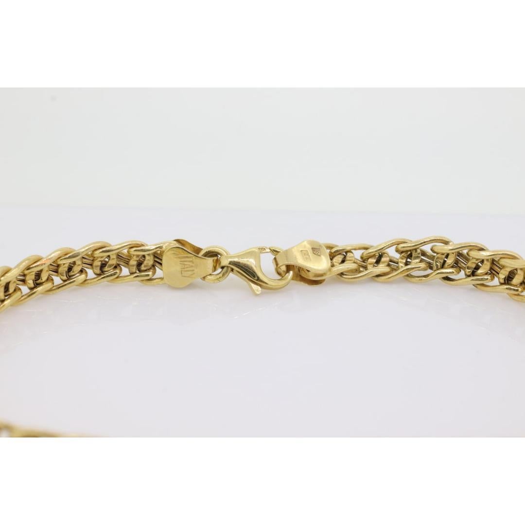 14k Double link Weave Kettenarmband. 14k Spezialität Gliederarmband ITALY. im Zustand „Gut“ in Port Charlotte, FL