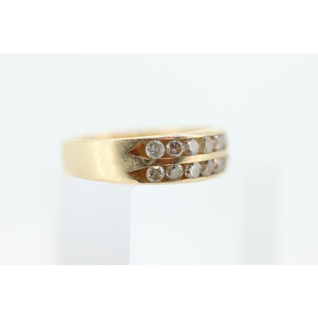 14k Double Row Diamond Wedding Band. Two row diamond channel ring eternity In Good Condition For Sale In Port Charlotte, FL