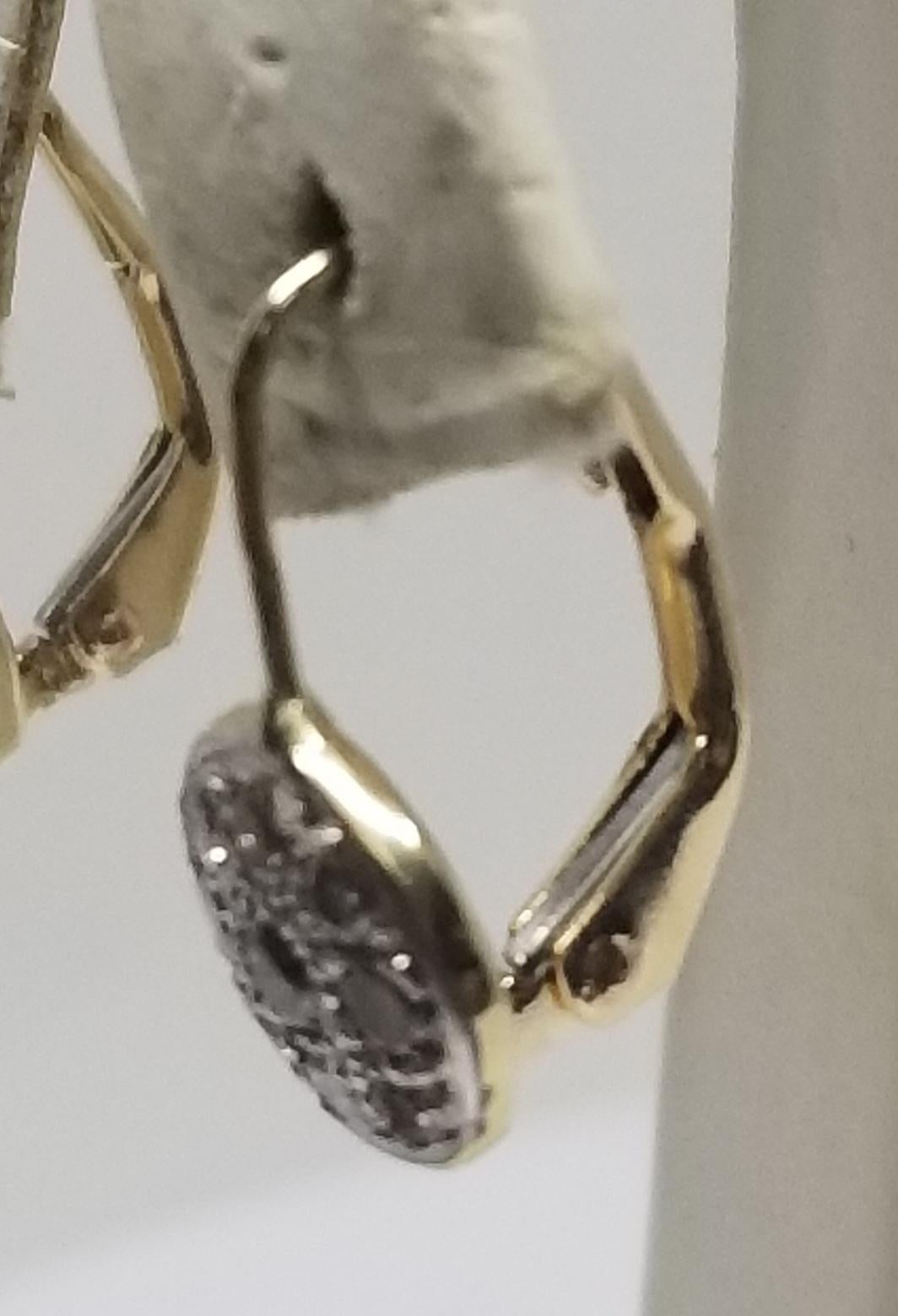 Women's or Men's 14 Karat Drop Diamond Cluster Earrings