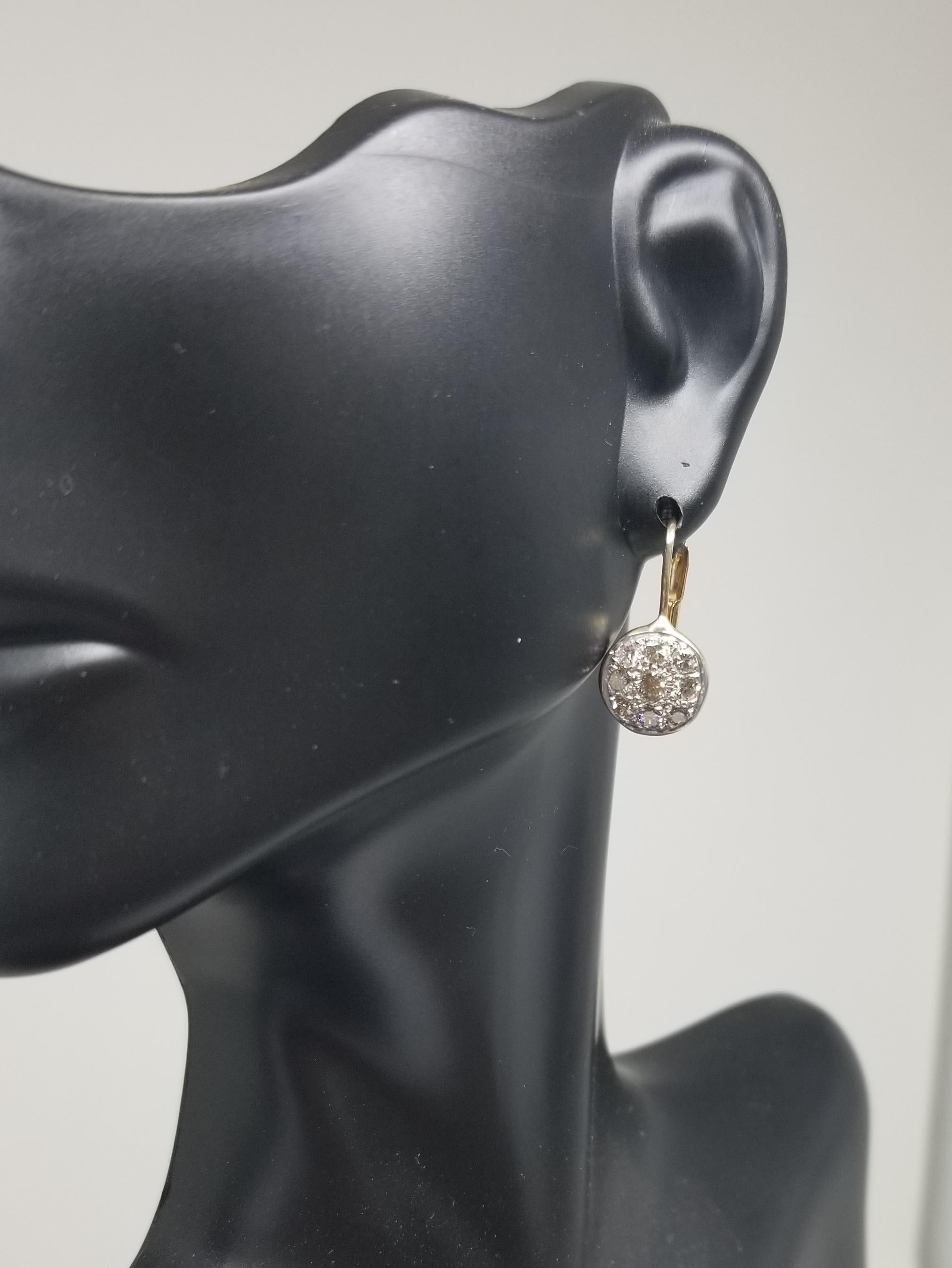 14 Karat Drop Diamond Cluster Earrings 2