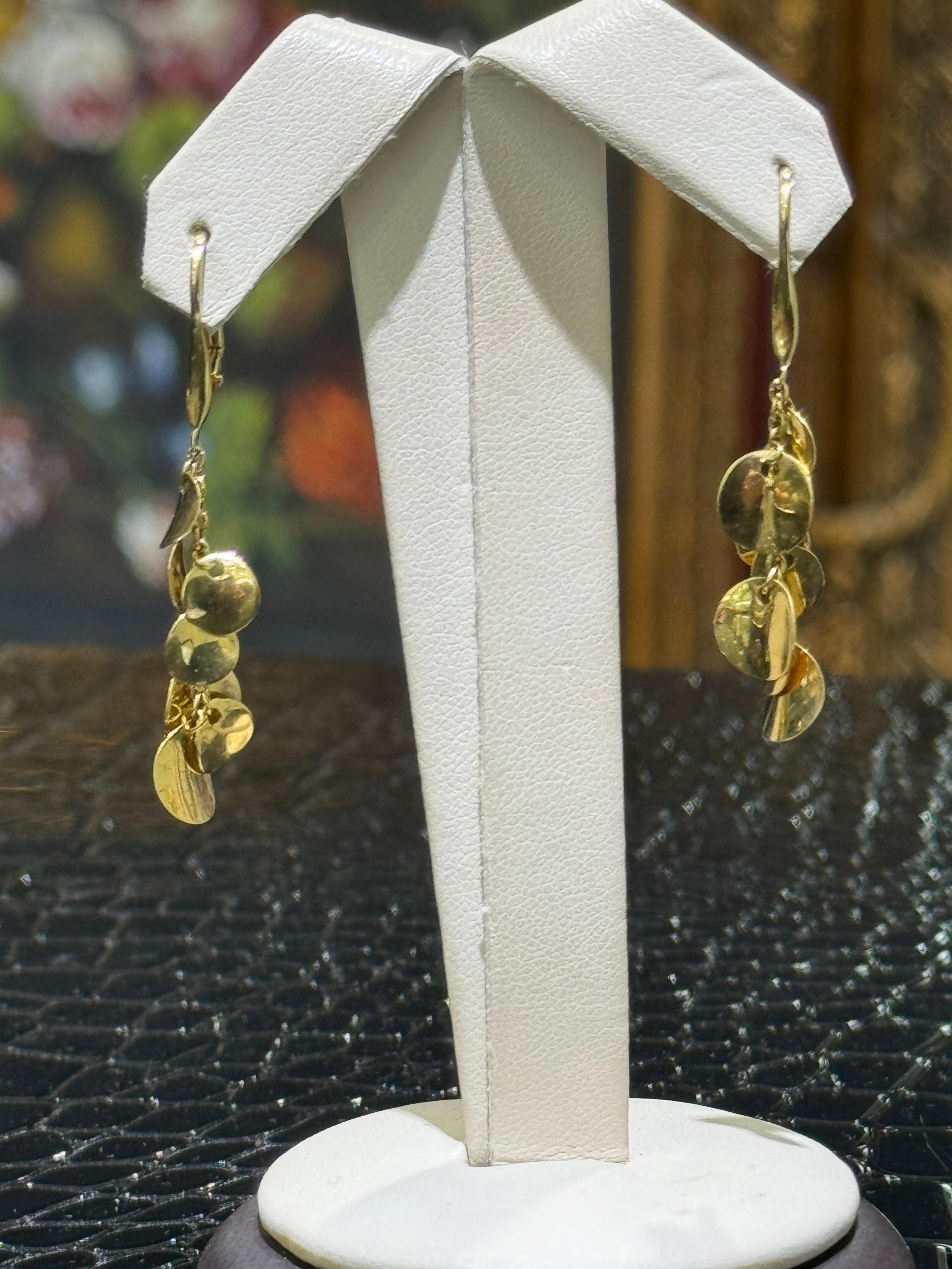 14k Drop Earrings. Hanging length is 1 7/8”. Weight is 3.9 grams. New, no tags