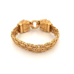 14k Dueling Lions Yellow Gold Bracelet