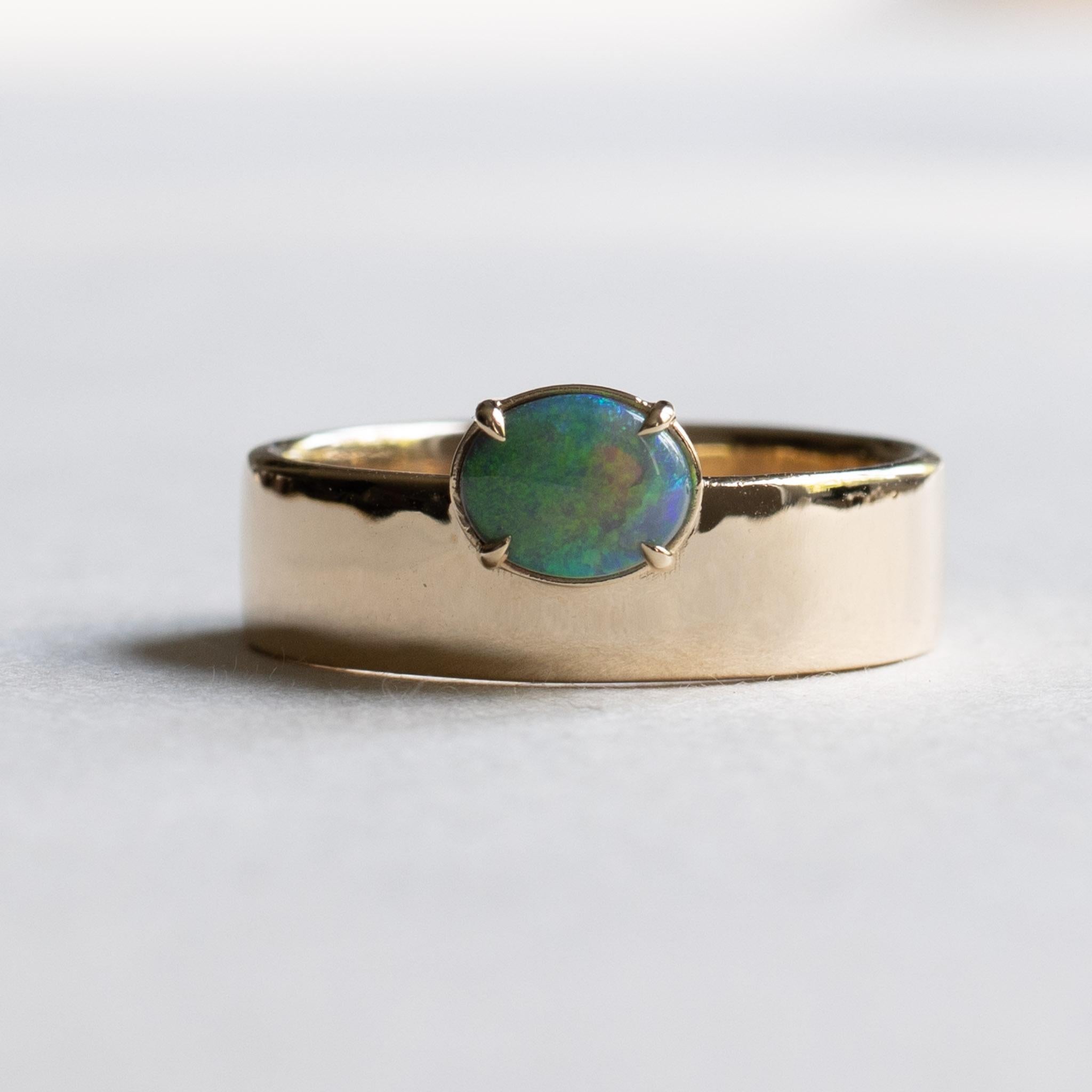 Art Deco 14K East West Opal Ring