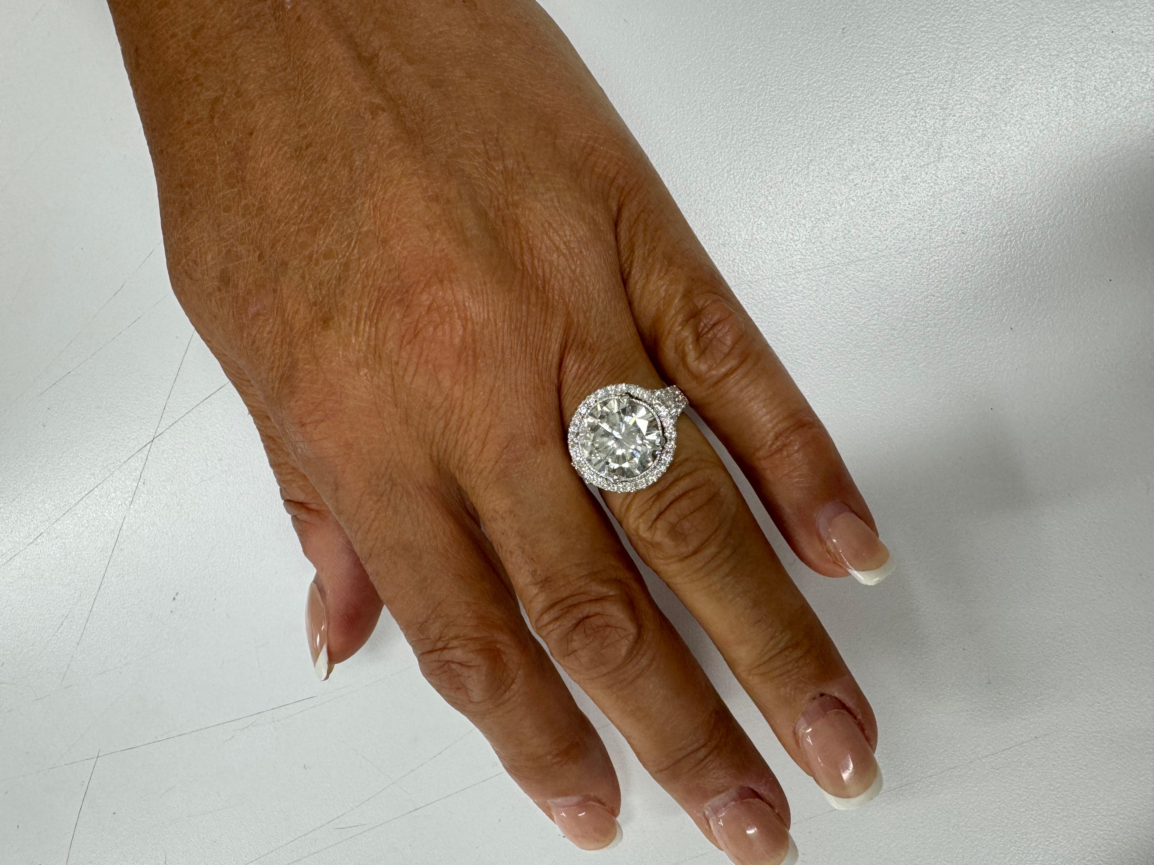 14k EGL Certified H color SI2 clarity Round 5.24 Carat Diamond Ring 1
