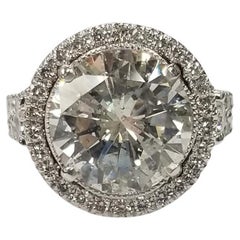 14k EGL Certified H color SI2 clarity Round 5.24 Carat Diamond Ring