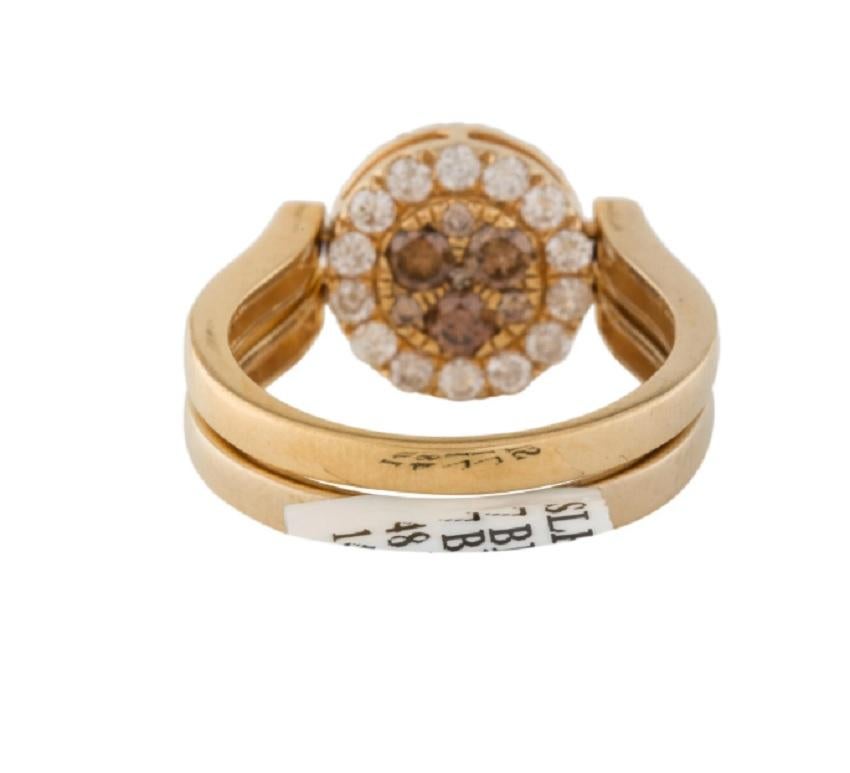 Round Cut 14k Elegant Blue/Brown Diamond Yellow Gold Reversible Ring For Sale