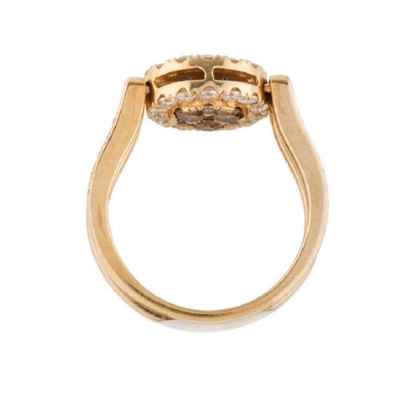 14k Elegant Blue/Brown Diamond Yellow Gold Reversible Ring In New Condition For Sale In New York, NY