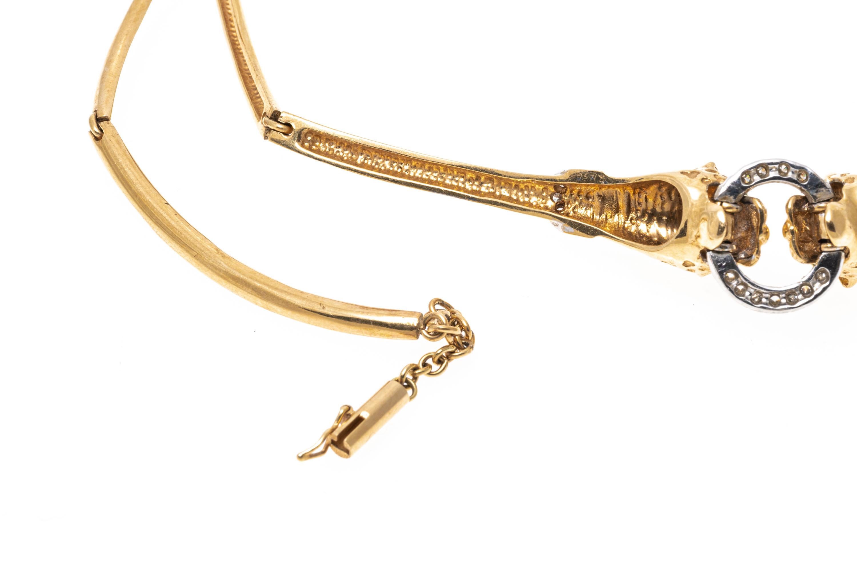 Collier à maillons allongés et panthère en 14 carats avec accents de diamants 1