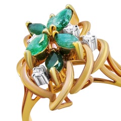 14 Karat Emerald and Diamond Ladies Ring