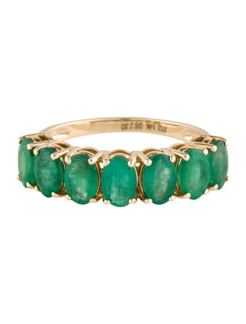 Taille ovale Bague à anneau émeraude 14 carats 2,80 ctw Taille 7,5 - Bijoux de style vintage en pierres précieuses vertes en vente