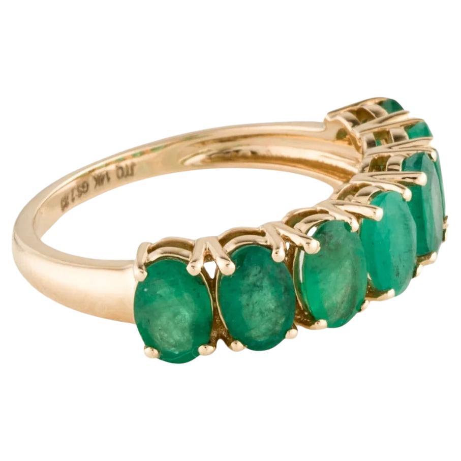 14K Emerald Band Ring 2.80ctw Size 7.5 - Vintage Style Green Gemstone Jewelry