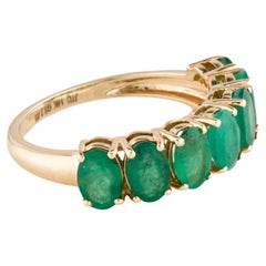Bague à anneau émeraude 14 carats 2,80 ctw Taille 7,5 - Bijoux de style vintage en pierres précieuses vertes