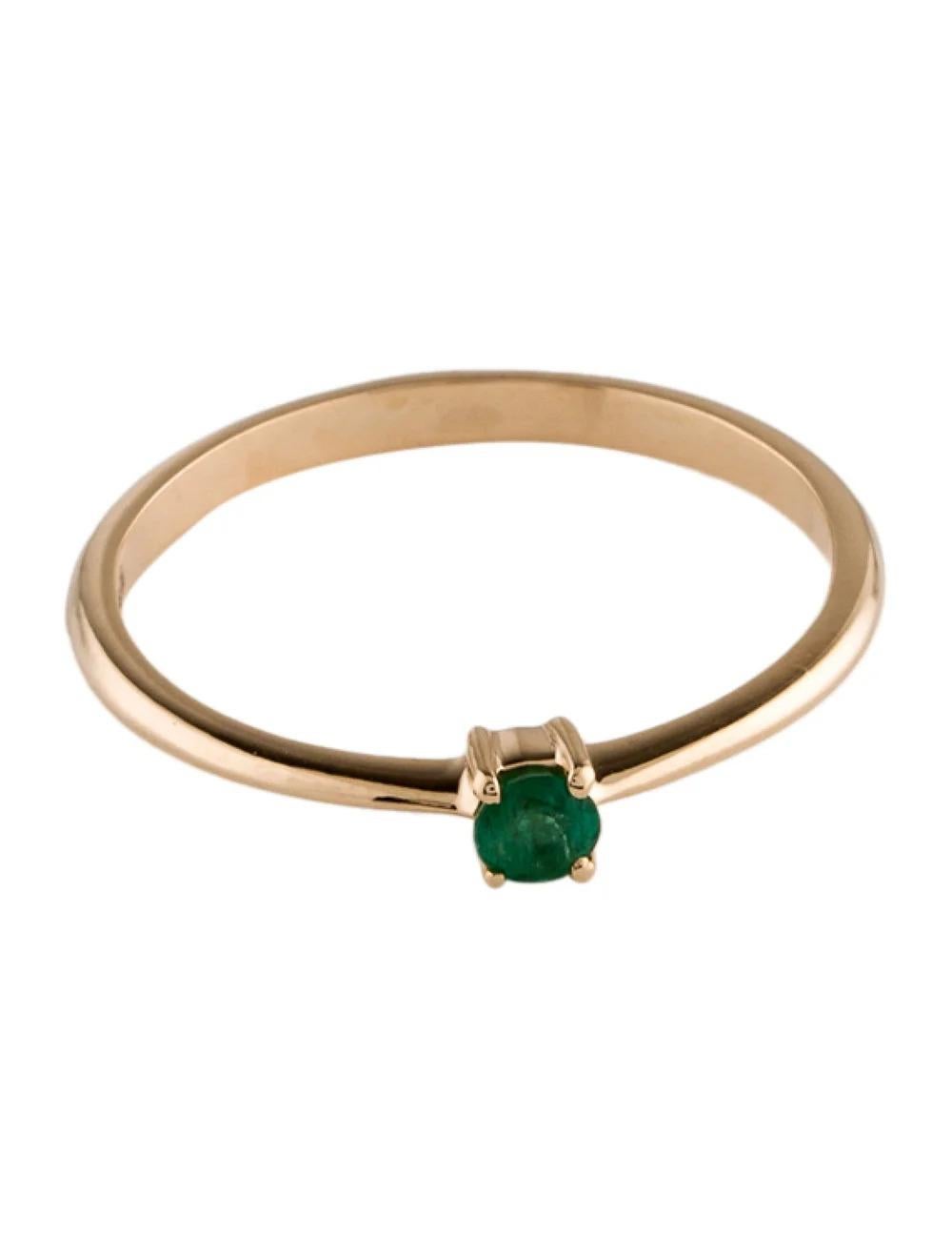 Round Cut 14K Emerald Band Ring Size 6.75 - Yellow Gold Vintage Estate Jewelry, Luxury For Sale