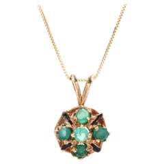 Vintage 14k Emerald Cluster Pendant