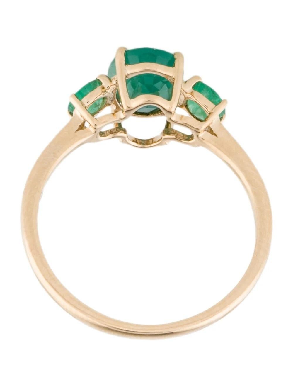 Women's 14K Emerald Cocktail Ring 1.18ctw Green Gemstone Yellow Gold Size 6.75 - Luxury For Sale
