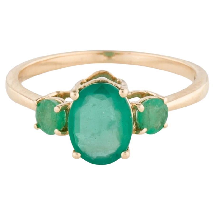 14K Emerald Cocktail Ring 1.18ctw Green Gemstone Yellow Gold Size 6.75 - Luxury