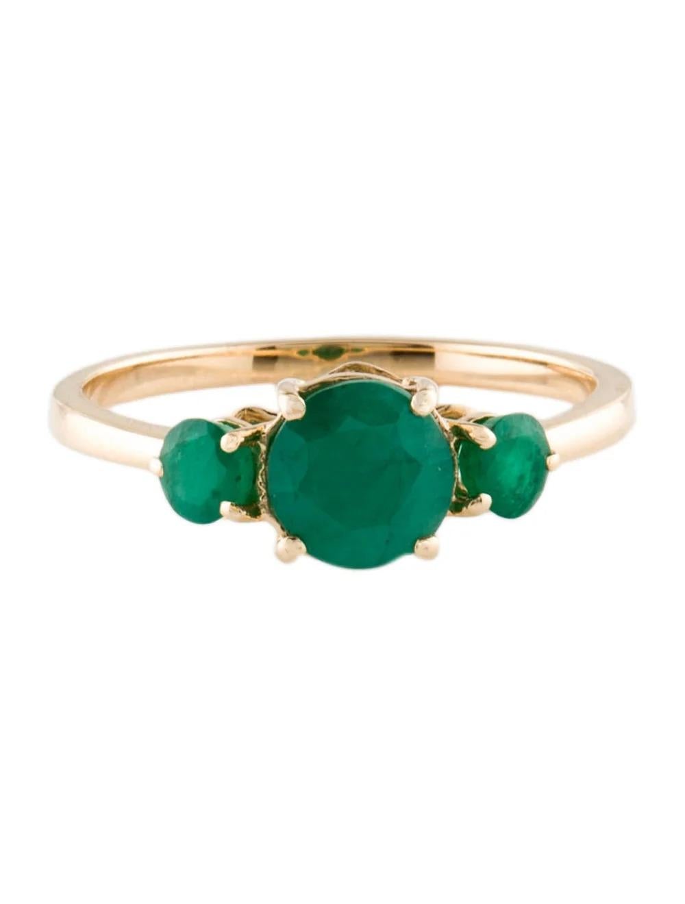 Round Cut 14K Emerald Cocktail Ring, Size 6.75, Stunning Yellow Gold, Genuine Gemstone For Sale
