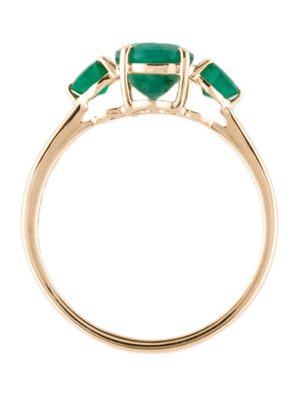 Women's 14K Emerald Cocktail Ring, Size 6.75, Stunning Yellow Gold, Genuine Gemstone For Sale