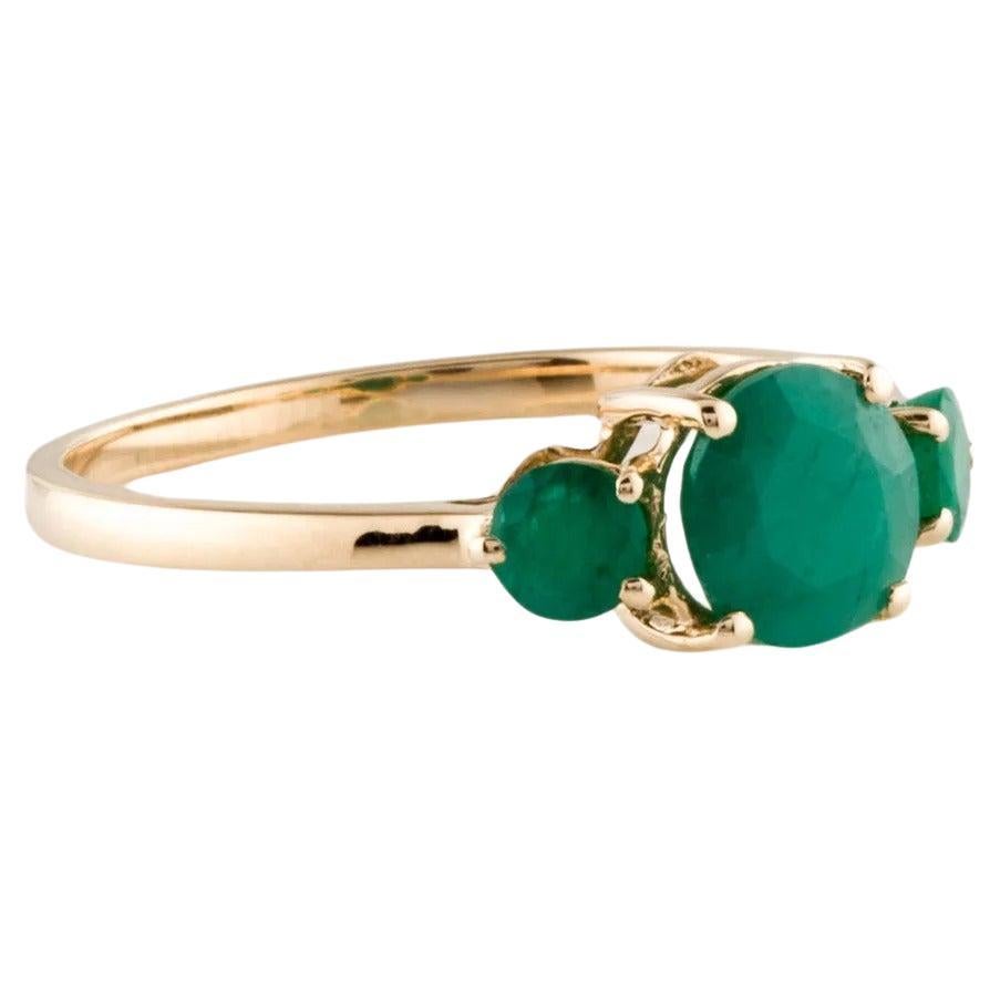 14K Emerald Cocktail Ring, Size 6.75, Stunning Yellow Gold, Genuine Gemstone For Sale