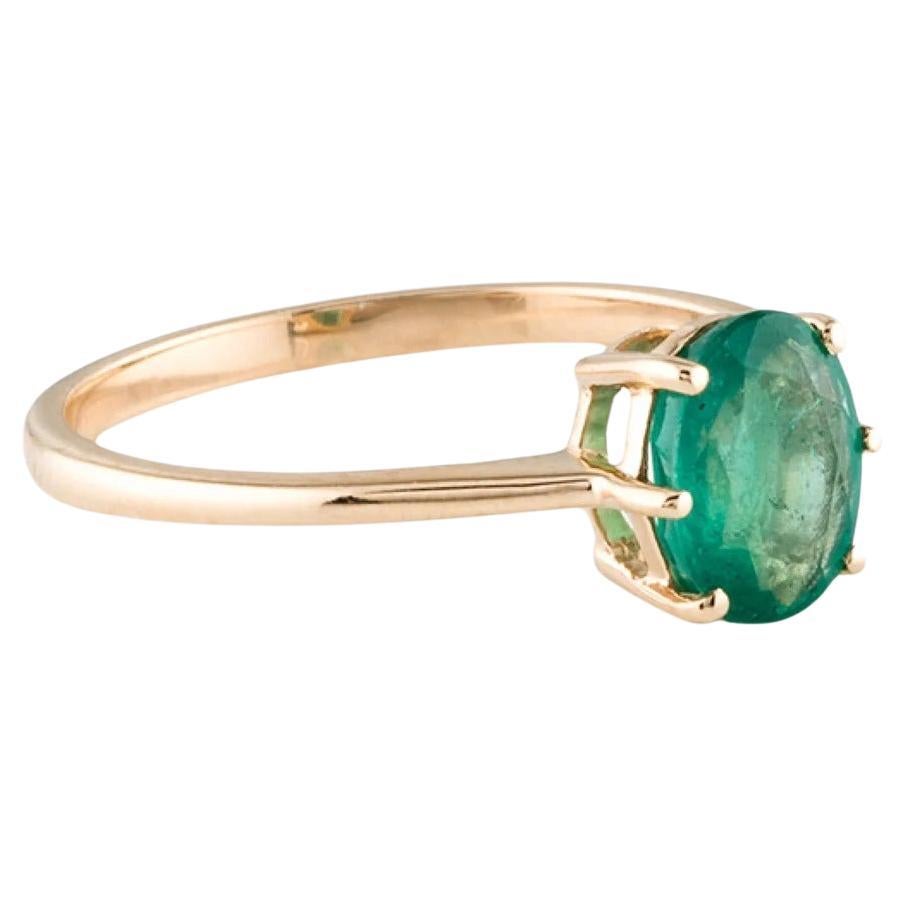 14K Emerald Cocktail Ring Size 6.75 - Vintage Gold, Green Gemstone Jewelry