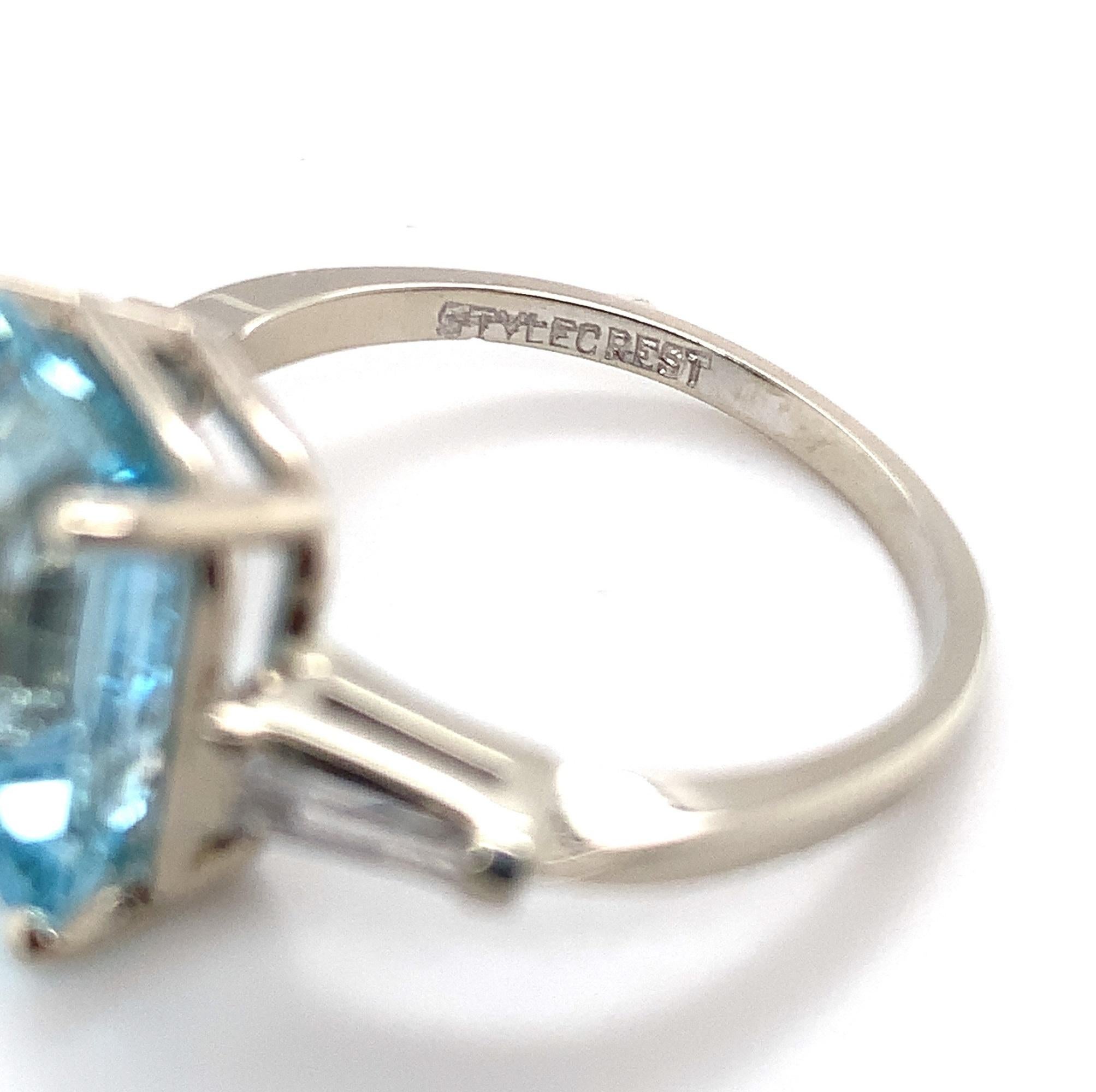 14K Emerald Cut 4.51ct Aquamarine Ring 1