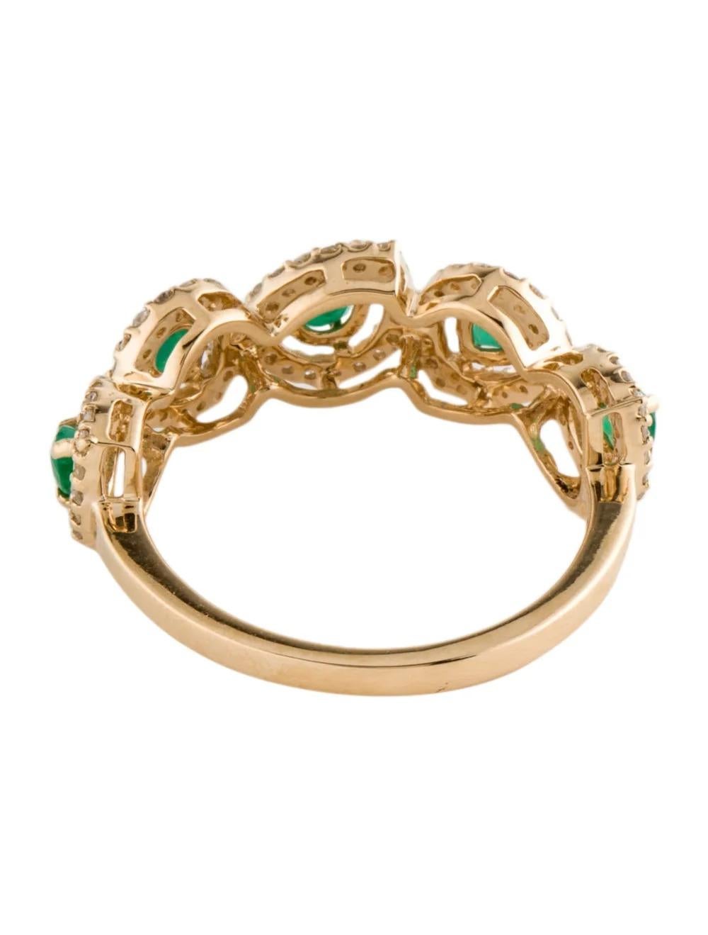 14K Emerald & Diamond Band Ring, Size 6.75: Elegant Green Gemstones, Luxury In New Condition For Sale In Holtsville, NY