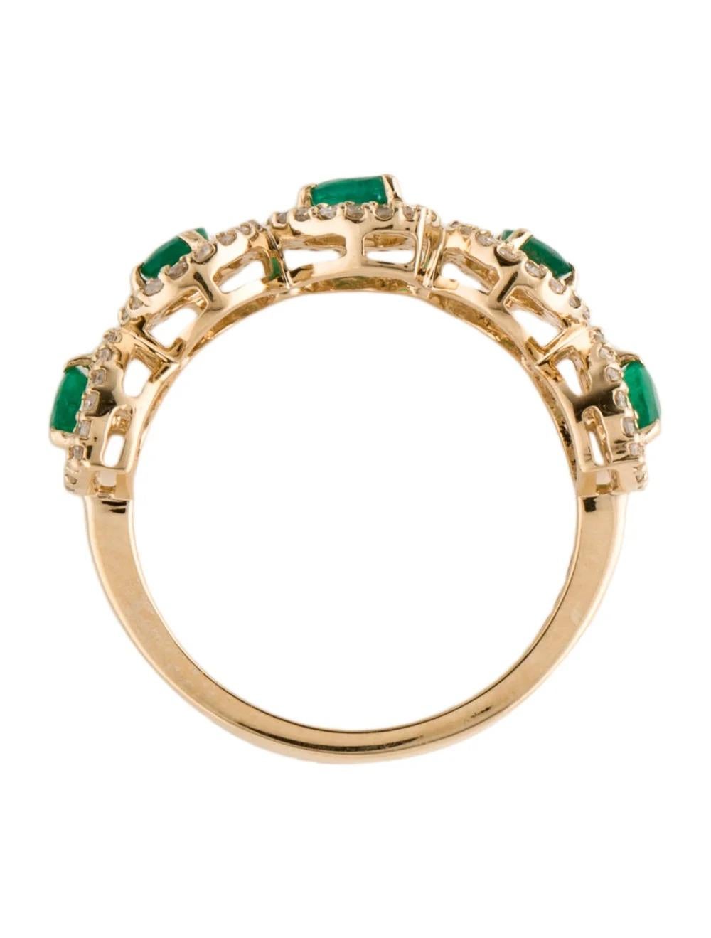 Women's 14K Emerald & Diamond Band Ring, Size 6.75: Elegant Green Gemstones, Luxury For Sale