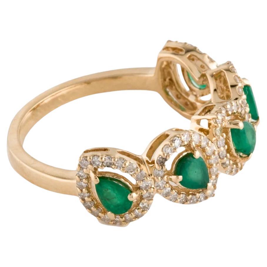14K Emerald & Diamond Band Ring, Size 6.75: Elegant Green Gemstones, Luxury For Sale