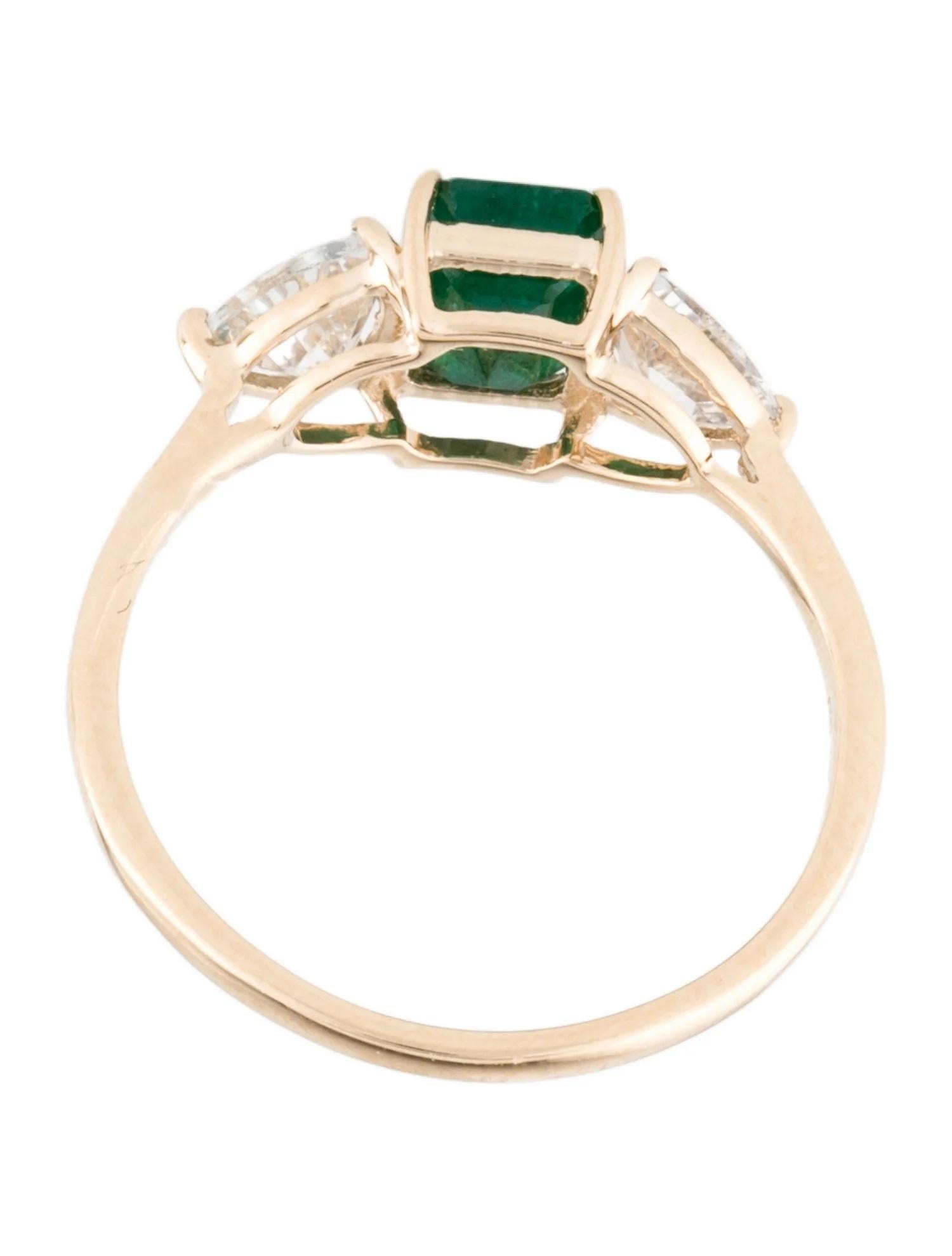 Women's 14K Emerald & Diamond Cocktail Ring  0.97ct Emerald Cut Emerald  1.01ct Modifi For Sale