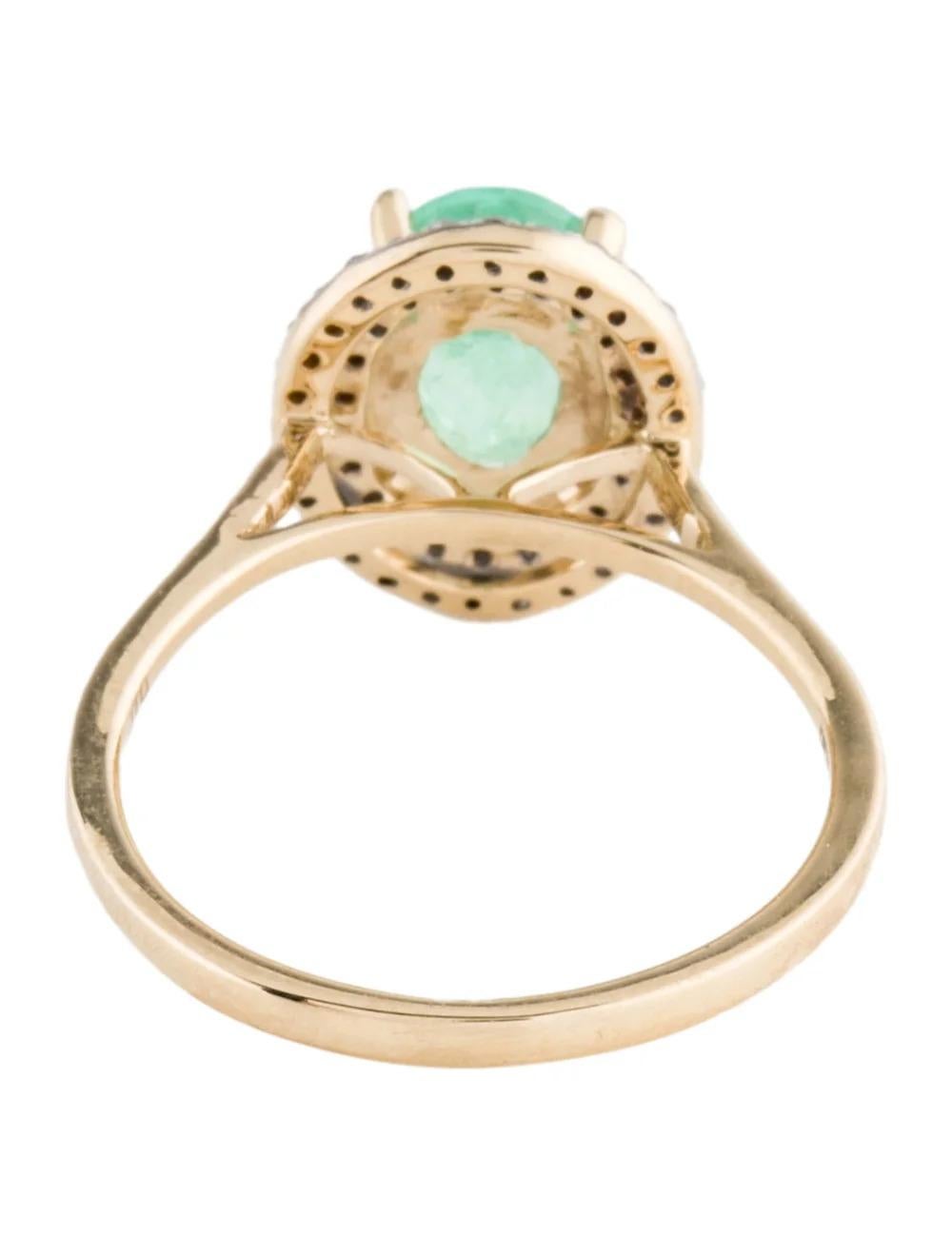 14K Emerald & Diamond Cocktail Ring 1.51ctw, Size 6.5 - Statement Jewelry In New Condition For Sale In Holtsville, NY