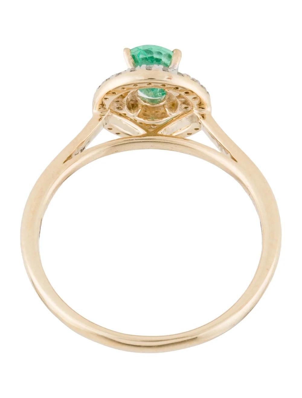 Women's 14K Emerald & Diamond Cocktail Ring, Size 6.5 - Elegant Design, Statement Piece For Sale