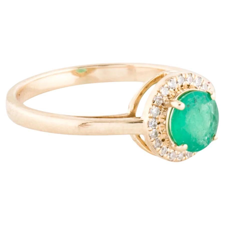 14K Emerald & Diamond Cocktail Ring Size 6.75 - Elegant Statement Jewelry