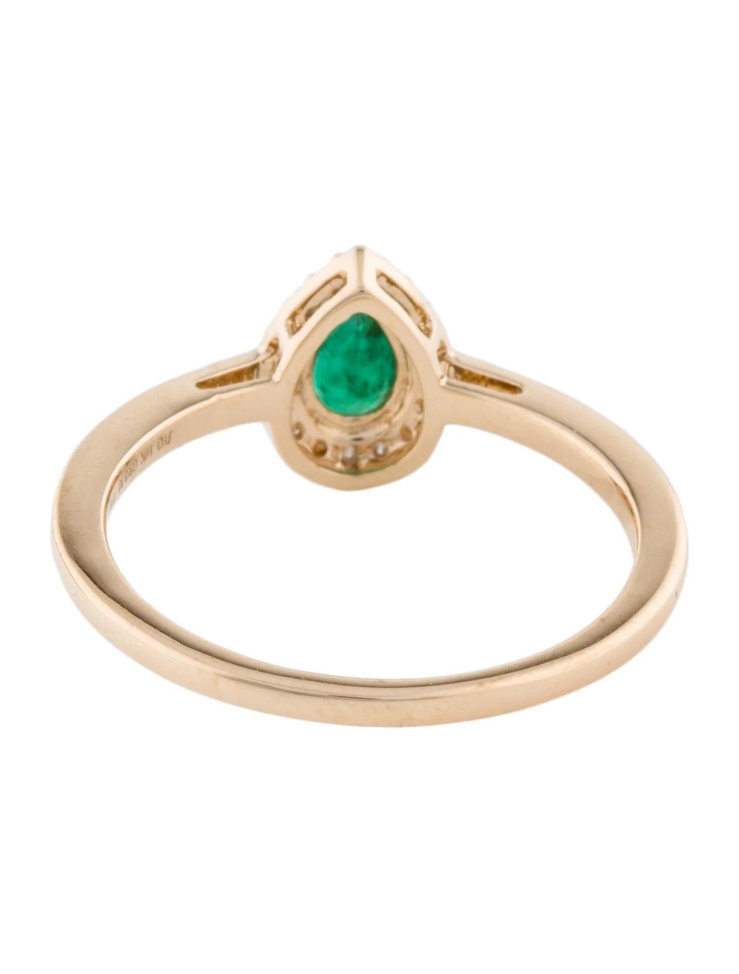 Pear Cut 14K Emerald & Diamond Cocktail Ring Size 6.75  Pear Modified Brilliant Emerald  For Sale