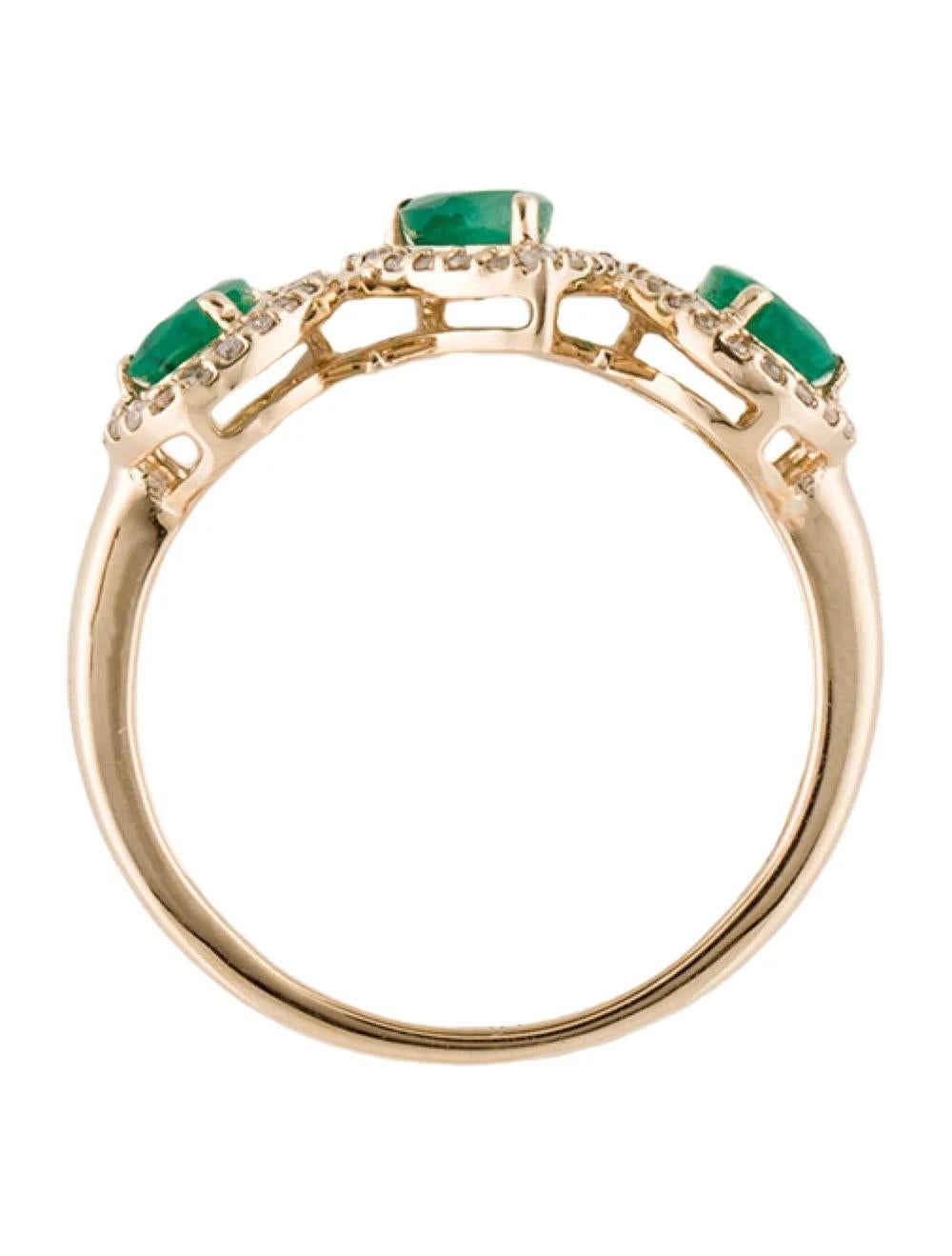 Women's 14K Emerald Diamond Cocktail Ring Vintage Style Size 7.75, Gemstone Fine Jewelry For Sale