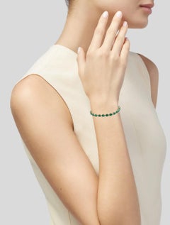 14K Emerald Diamond Link Bracelet 14.96ctw - Green Gemstone Yellow Gold Jewelry