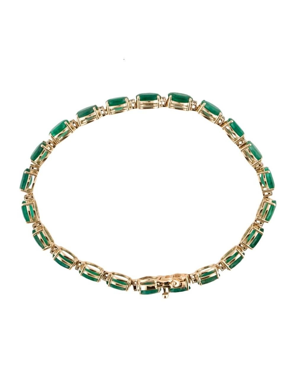 Oval Cut 14K Emerald Diamond Link Bracelet 14.96ctw - Green Gemstone Yellow Gold Jewelry For Sale