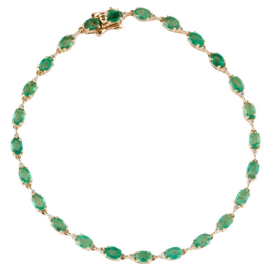 14K Emerald & Diamond Link Bracelet, 2.70ctw, Elegant Design, Timeless Beauty