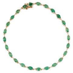14K Smaragd & Diamant Link Armband, 2,70ctw, Elegantes Design, Timeless Beauty