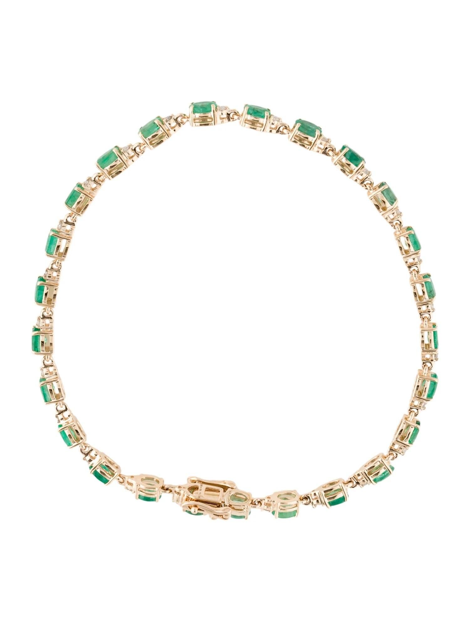 Artist 14K Emerald & Diamond Link Bracelet  4.09ctw Emeralds  Yellow Gold For Sale