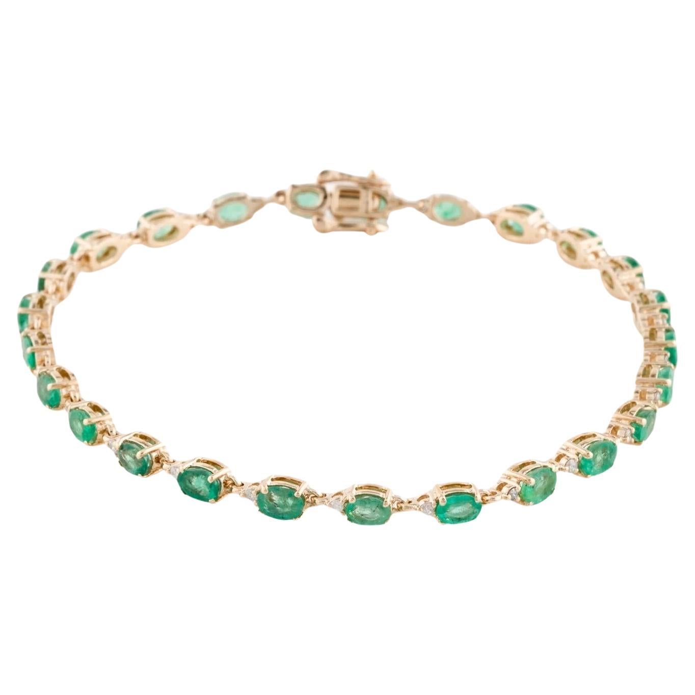 14K Emerald & Diamond Link Bracelet  4.09ctw Emeralds  Yellow Gold For Sale