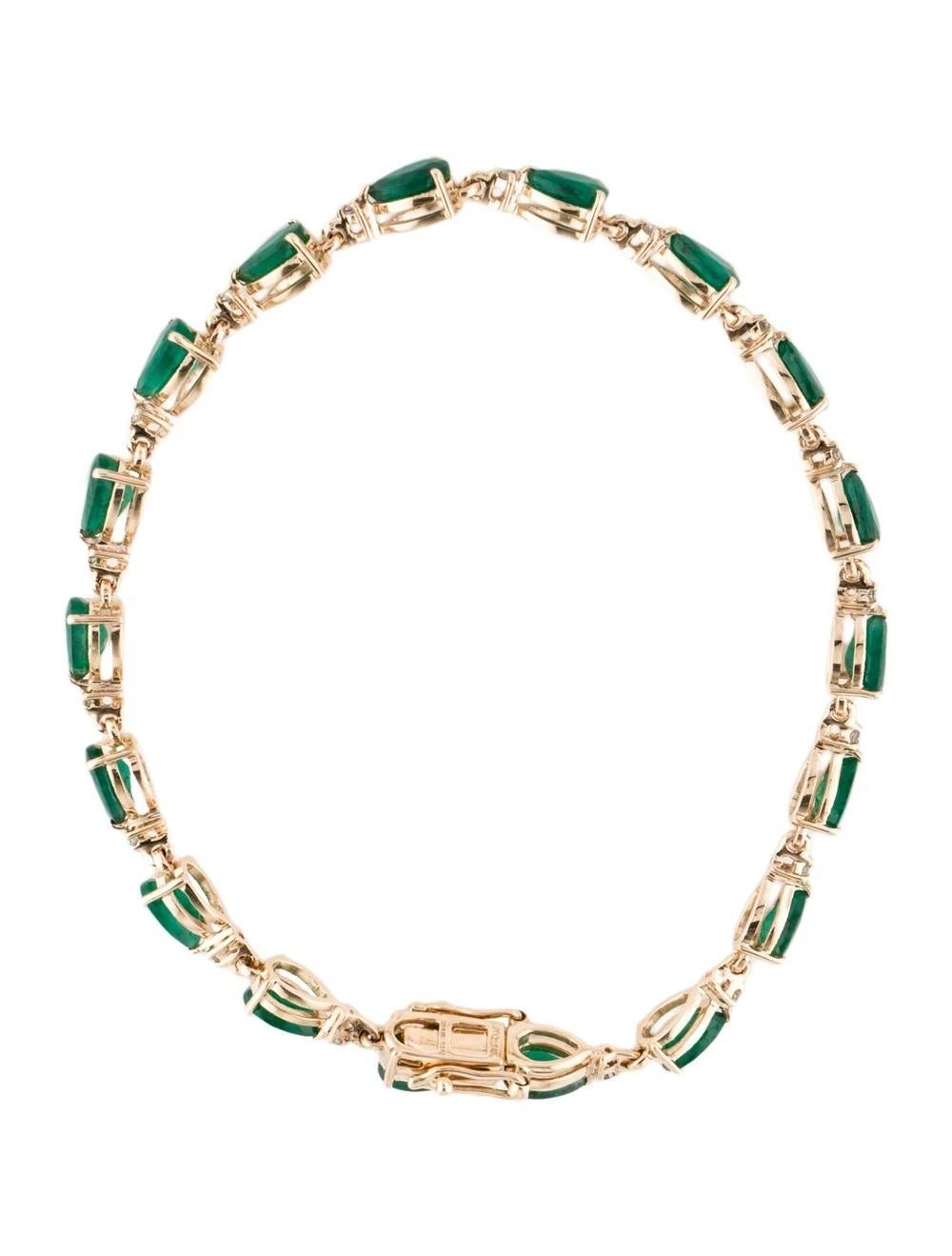 Pear Cut 14K Emerald & Diamond Link Bracelet - 5.76ctw - Stunning Statement Piece For Sale