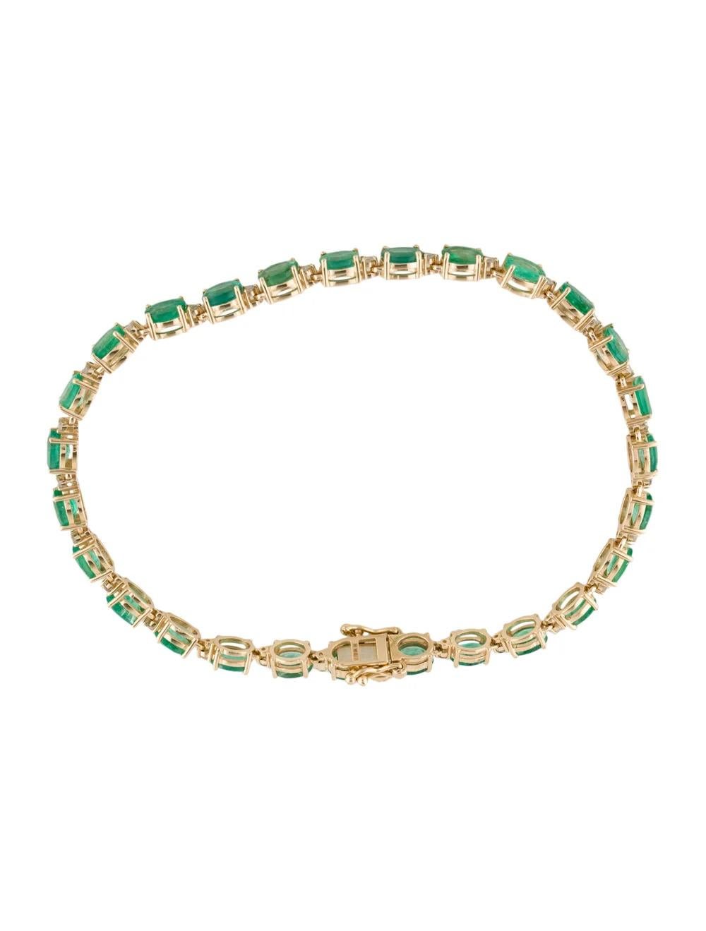 14K Emerald & Diamond Link Bracelet 7.73ctw - Yellow Gold, Vintage Jewelry In New Condition For Sale In Holtsville, NY