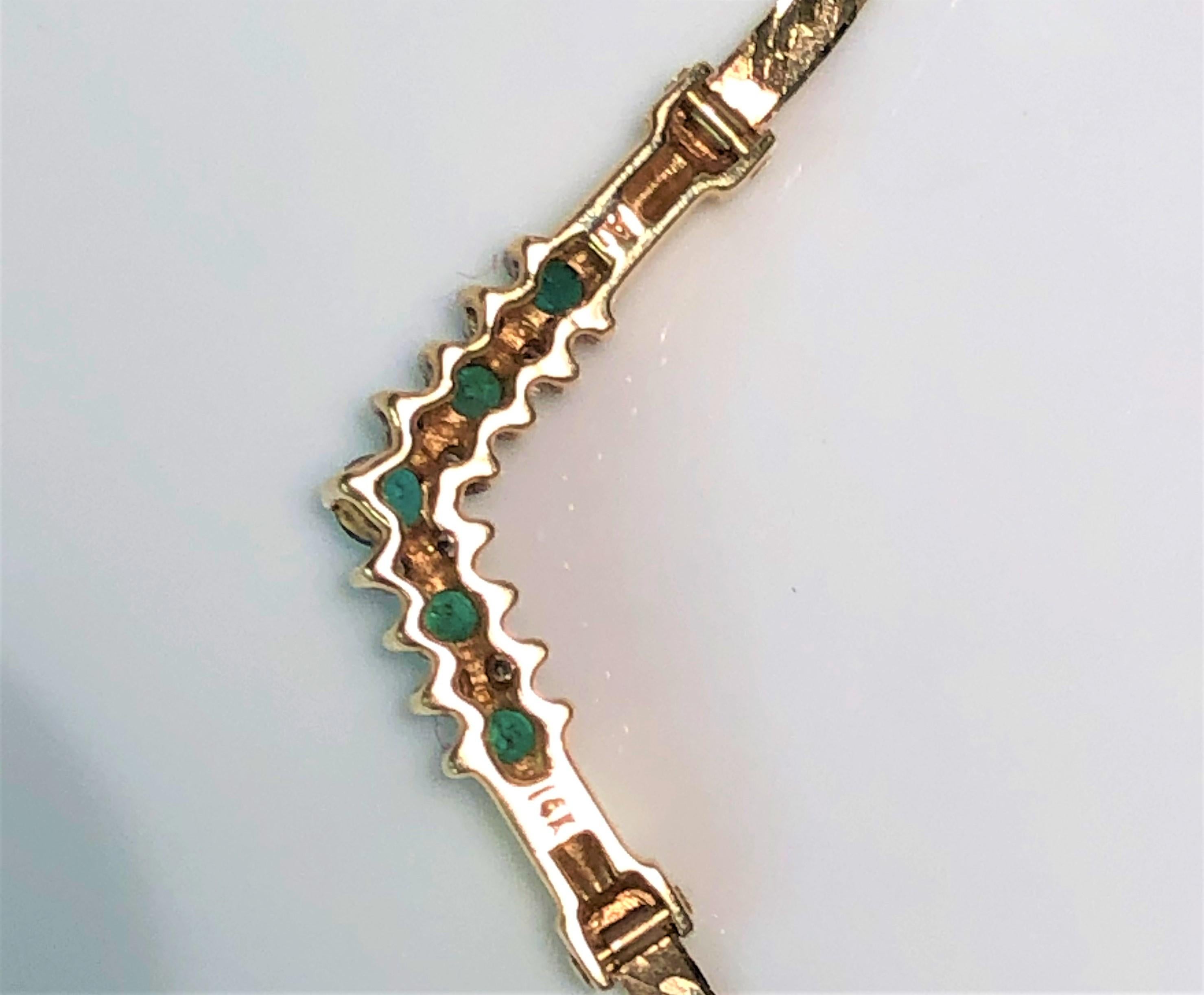 14 Karat Emerald Diamond Necklace In Fair Condition In Cincinnati, OH