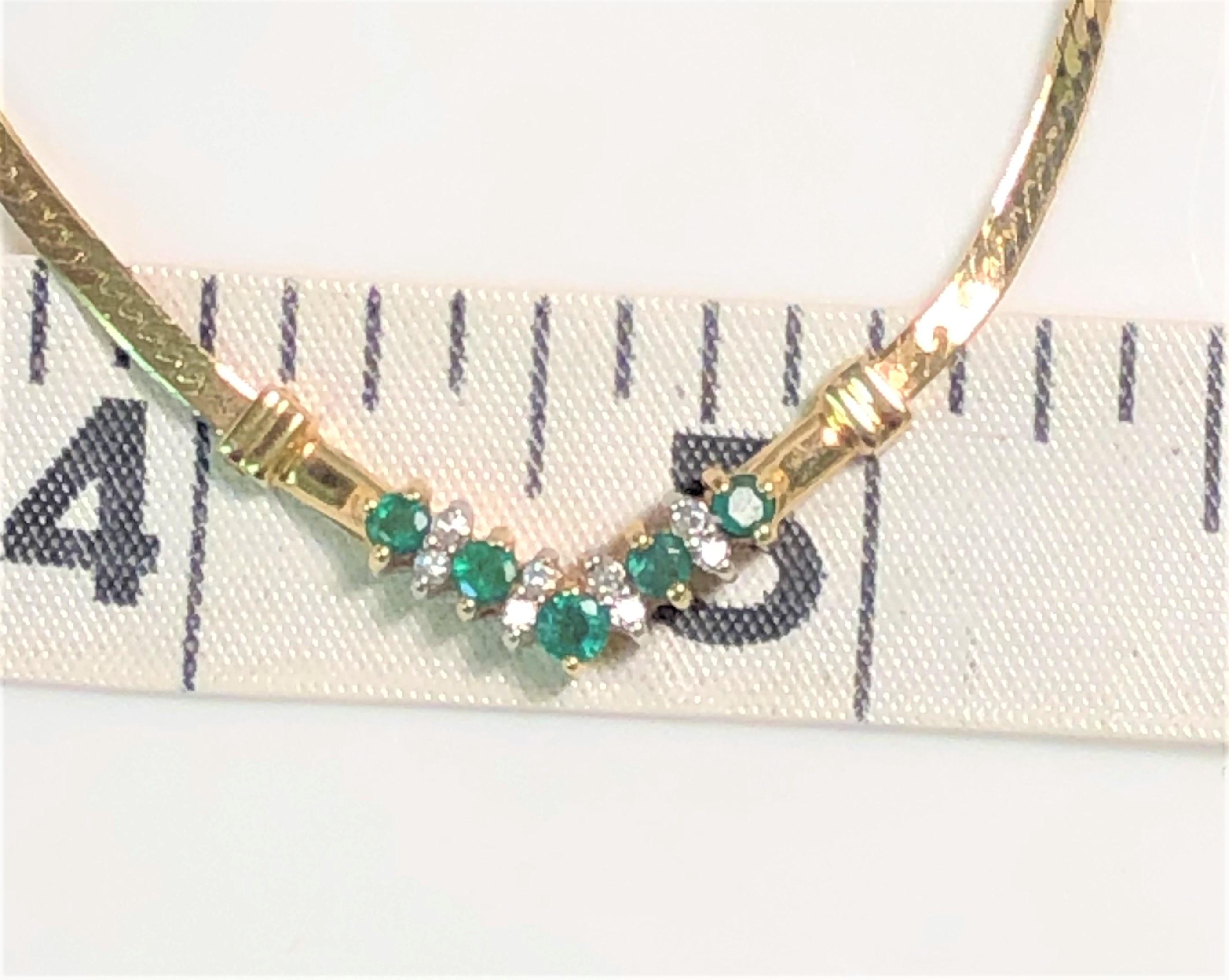 Women's or Men's 14 Karat Emerald Diamond Necklace